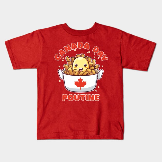 Canada Day Funny Kawaii Poutine Kids T-Shirt by DanielLiamGill